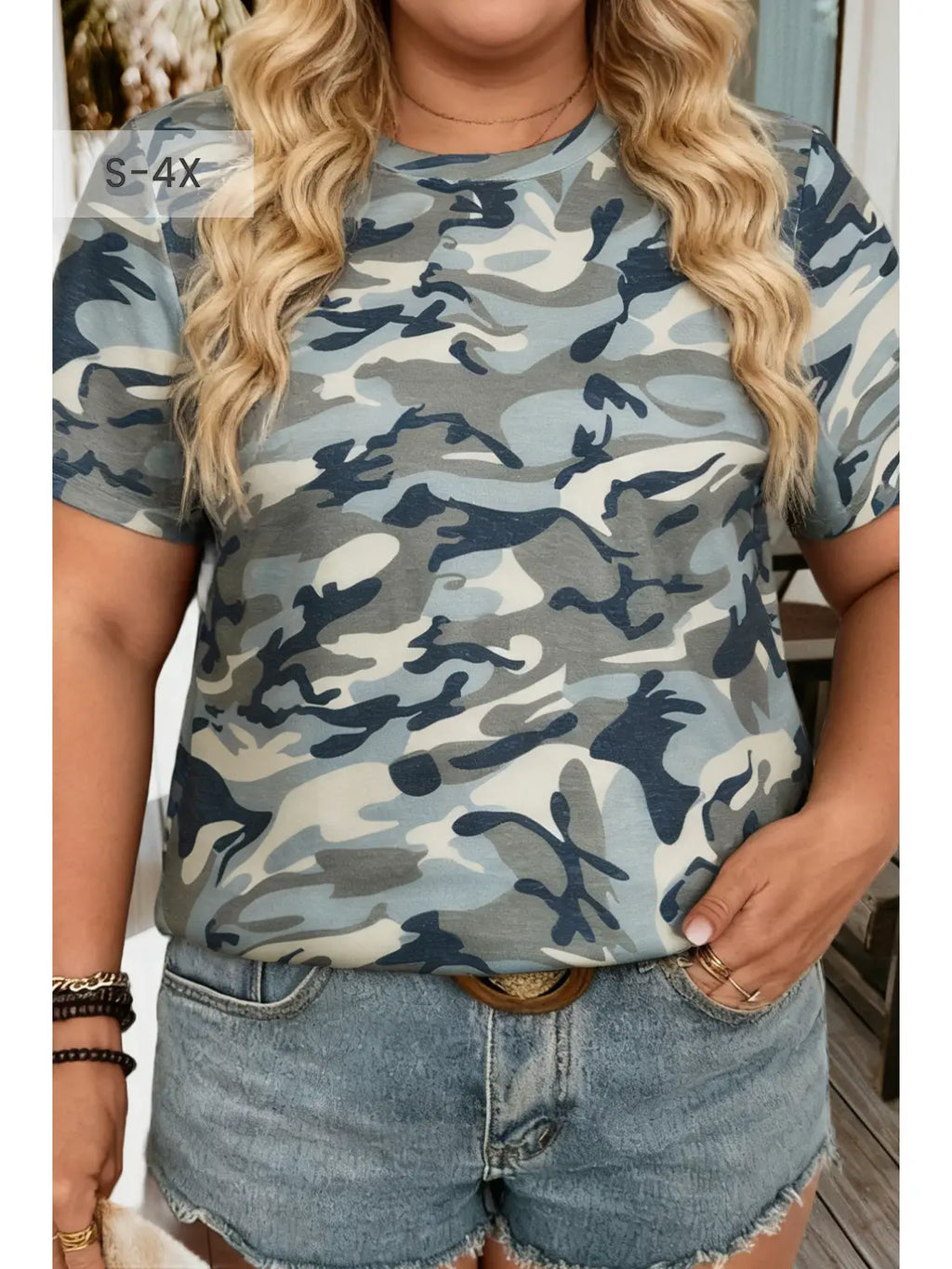 Blue Camo Print Tee
