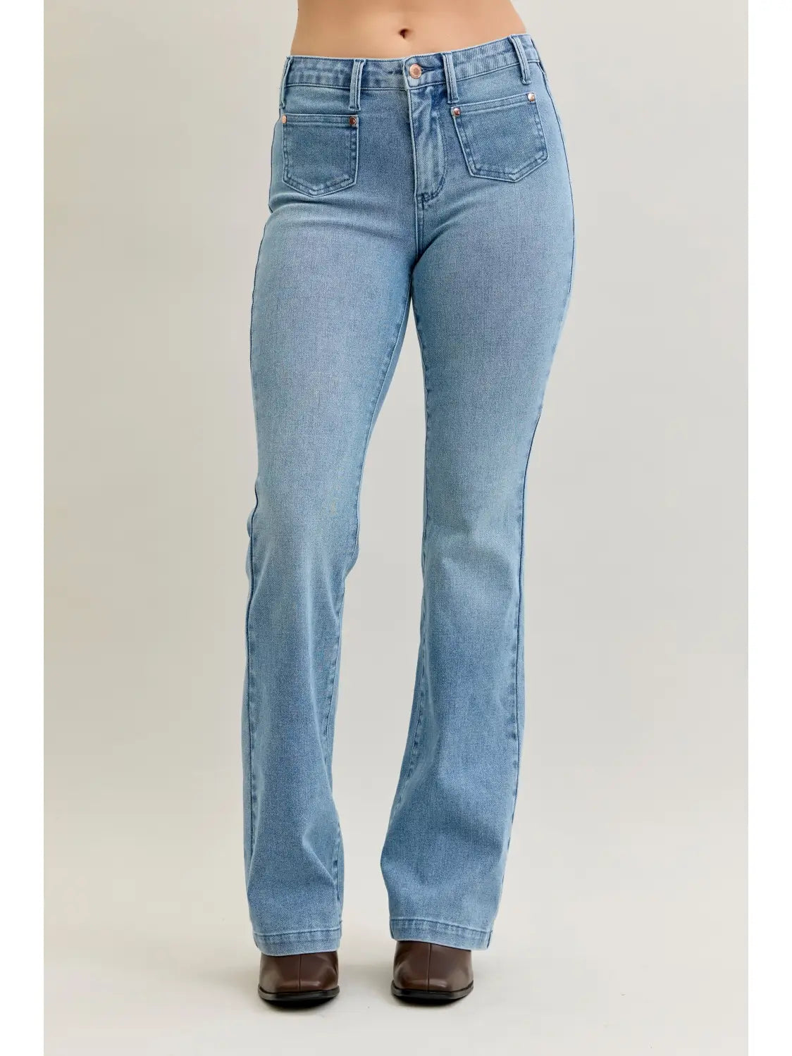 Judy Blue Bootcut Contrast Wash & Front Patch Pocket Jean