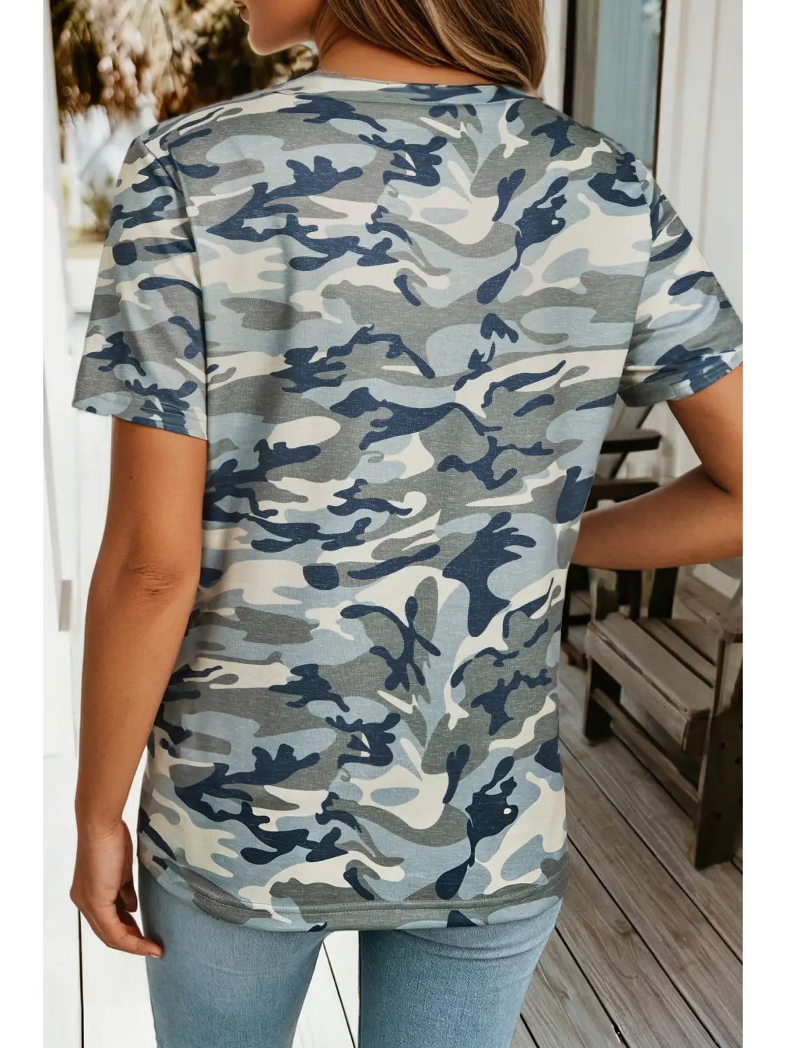 Blue Camo Print Tee