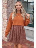 Fall Top Patchwork Floral Mini Dress