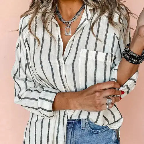 Oversized Striped Button Up Shirt