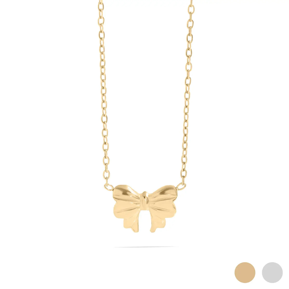 18k Gold Stainless Steel Bow Charm Necklace