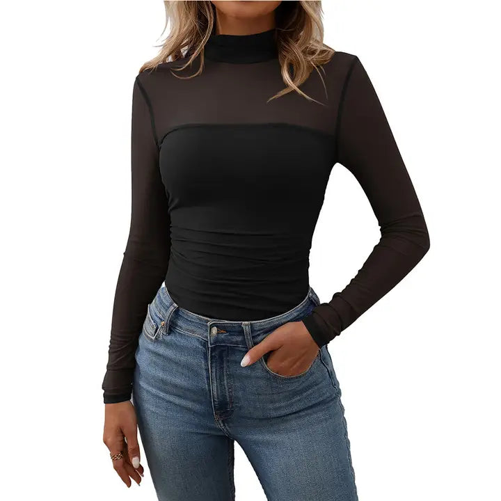 Half High Neck Shear Long Sleeve