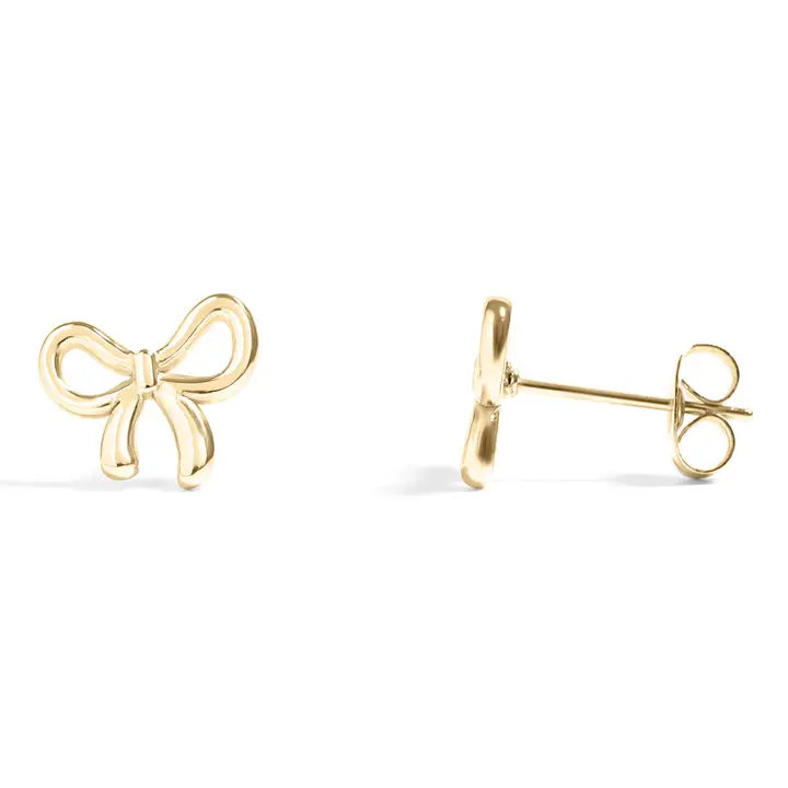 18k Gold Stainless Steel Bow Stud Earrings