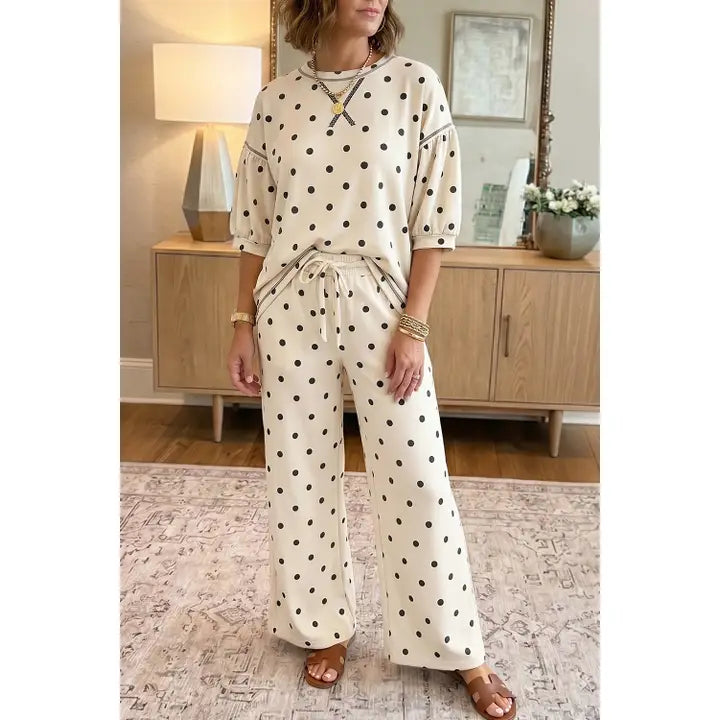 Polka Dot Half Sleeve Lounge Set